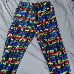 Women's Unbranded Black Rainbow Love Print Pajama Pants S